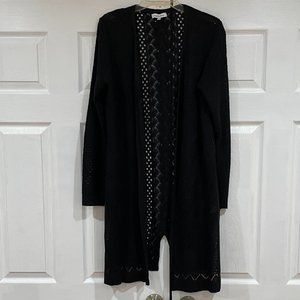 Hooked Up Long Sweater Women's Size Large Crocheted Black